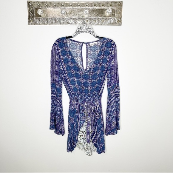 Anthropologie Some Days Lovin Purple Boho Long Sleeve Romper Dress XS - Picture 1 of 6